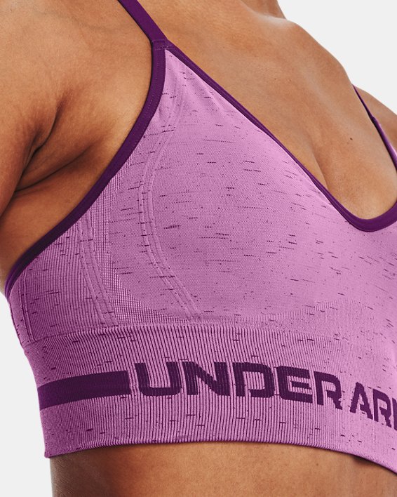 Women's UA Seamless Low Long Heather Sports Bra in Purple image number 9